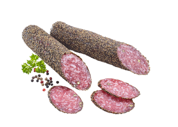 Pfeffersalami, luftgetrocknete Salami mit Pfefferkruste