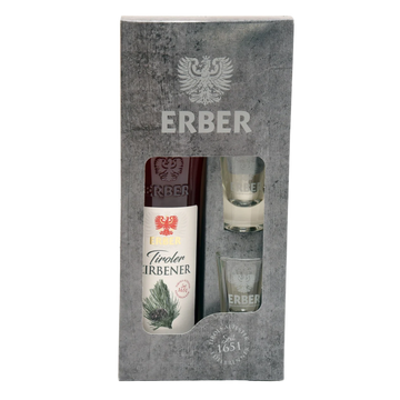 Tiroler Zirbenschnaps mit 2 Gläsern (0,2l)