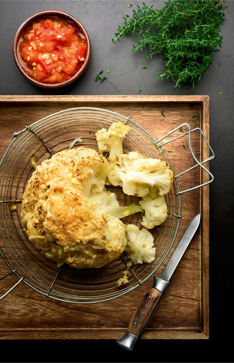 Gegrillter Blumenkohl mit Heumilch-Bergkäse