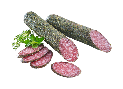 Kräutersalami, luftgetrocknete Salami mit Kräuterkruste
