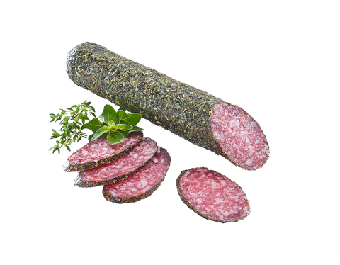 Kräutersalami, luftgetrocknete Salami mit Kräuterkruste