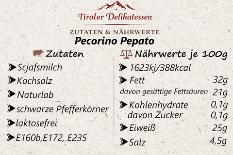 Schafskäse, Pecorino Pepato (Schafskäse mit Pfeffer)